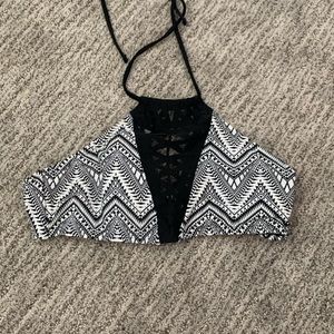 black and white halter top bikini